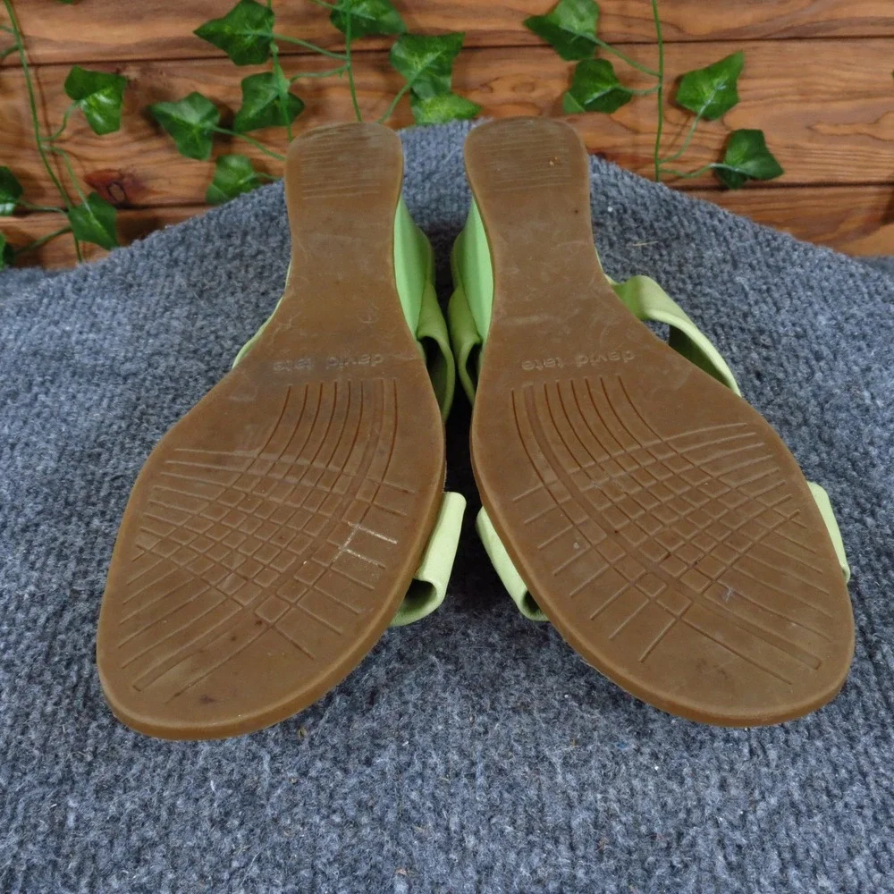 David Tate Women Leather Slide‎ Wedge Sandals Size 8 Casual Lime Green